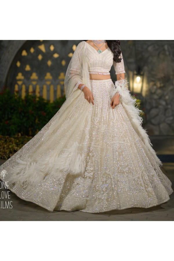 Falguni Shane Peacock ivory embellished lehenga