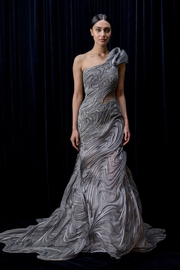 Gaurav Gupta River Grey Wave Sculpture Gown