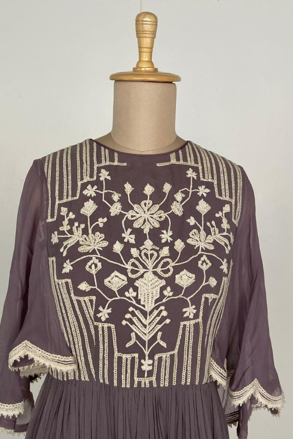 Varun & Nidhika Mauve embroidered midi dress