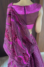 Amit Aggarwal Pink striped lehenga