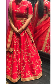 Sabyasachi red embroidered lehenga