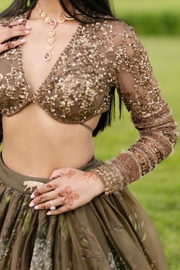 Sabyasachi Brown embroidered lehenga