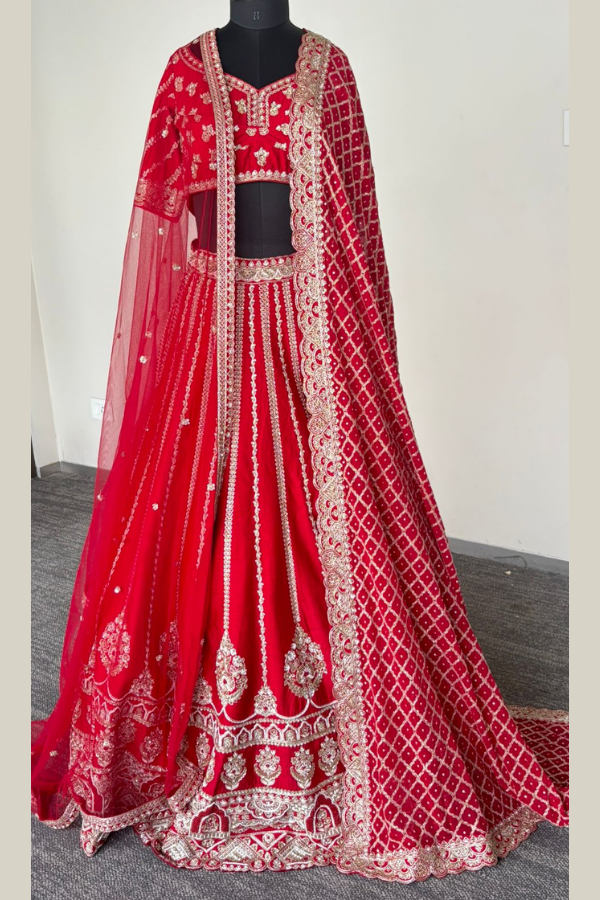 KALKI FASHION CRIMSON RED BRIDAL LEHENGA SET