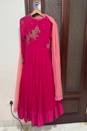 Dolly J pink embroidered anarkali set