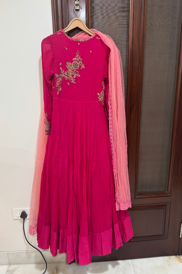 Dolly J pink embroidered anarkali set