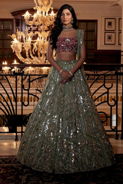 Surabhi Chopra Pink & Green lehenga