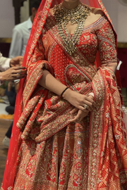 Marwar couture red bridal lehenga