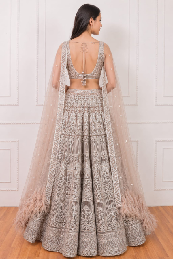 Nude Net foil Bridal Lehenga set