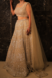 Seema Gujral Champagne Sequin Lehenga Set