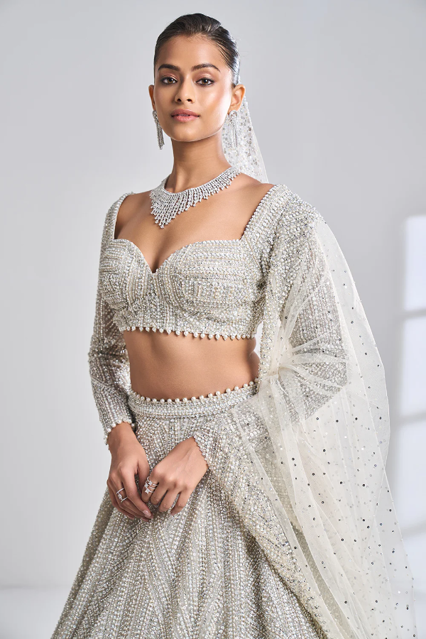 Shop Silver Top Lehenga for Women Online from India's Luxury Designers 2024