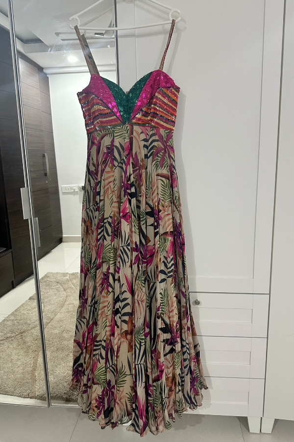 MAHIMA MAHAJAN Crinkle Printed Gown