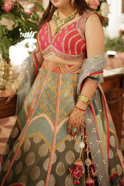 Liz paul powder blue mosaic lehenga