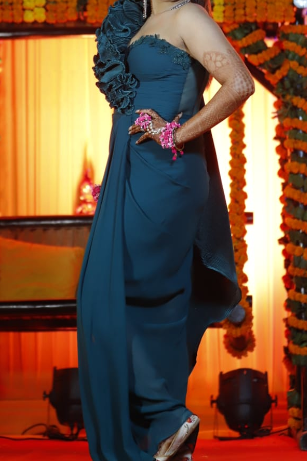 Shantanu & Nikhil ruffled saree gown