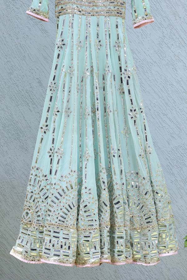 Abu jani sandeep khosla blue anarkali set