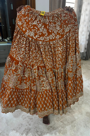 Seema Gujral orange embroidered lehenga