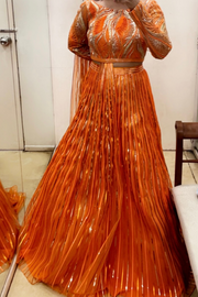 AMIT AGGARWAL Neon Orange  lehenga Set