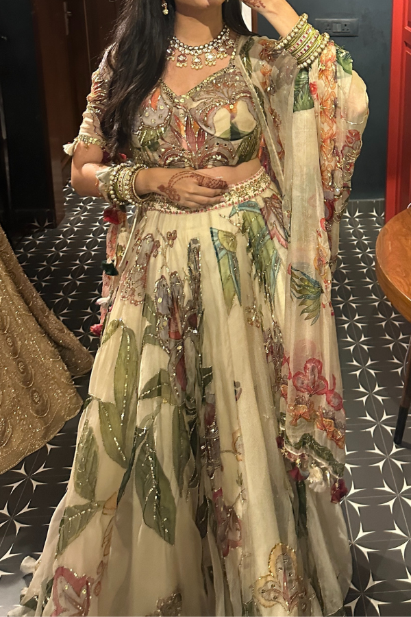 Mahima mahajan ivory organza lehenga