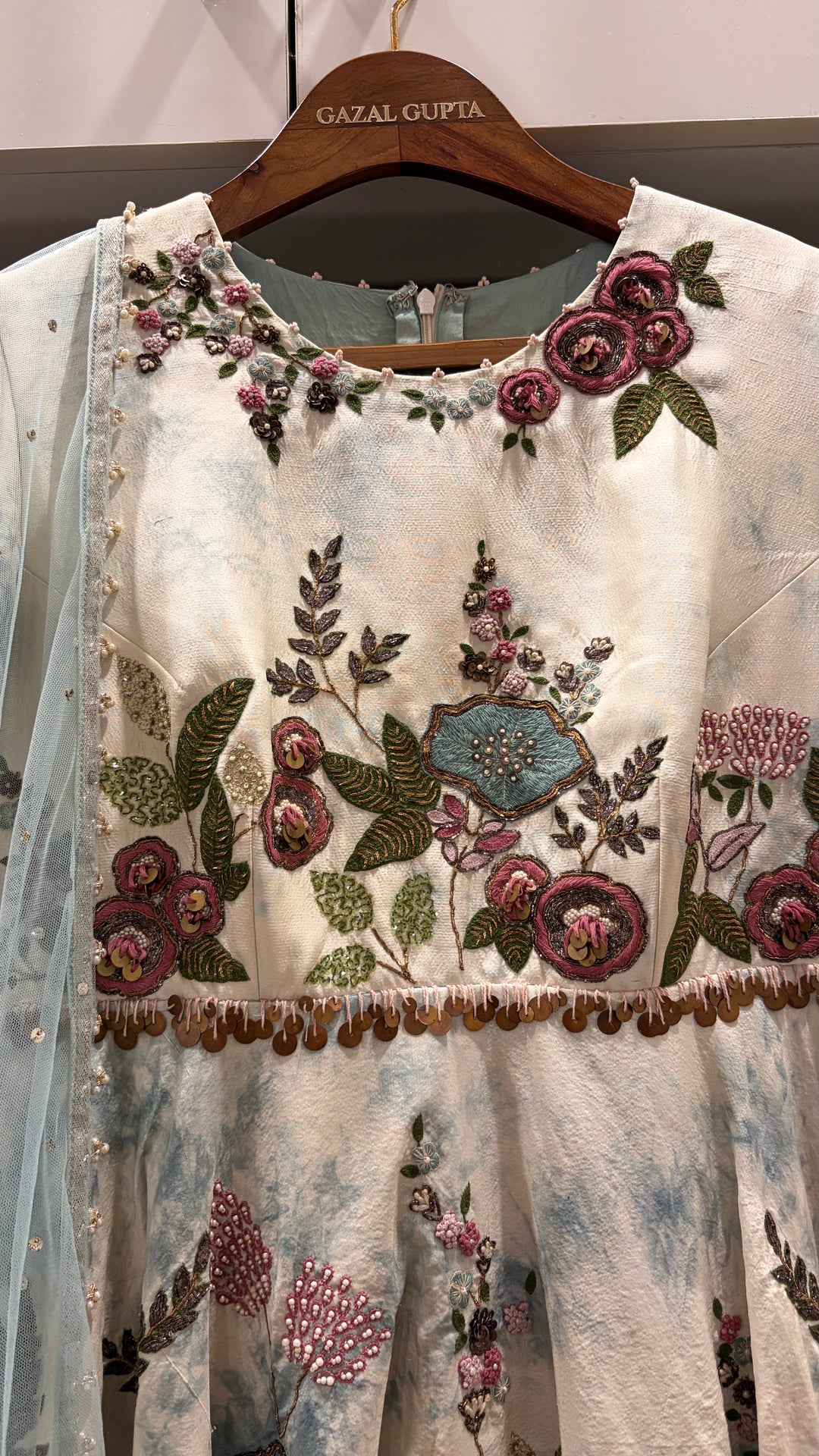 Gazal Gupta Floral Embroidered Peplum Set
