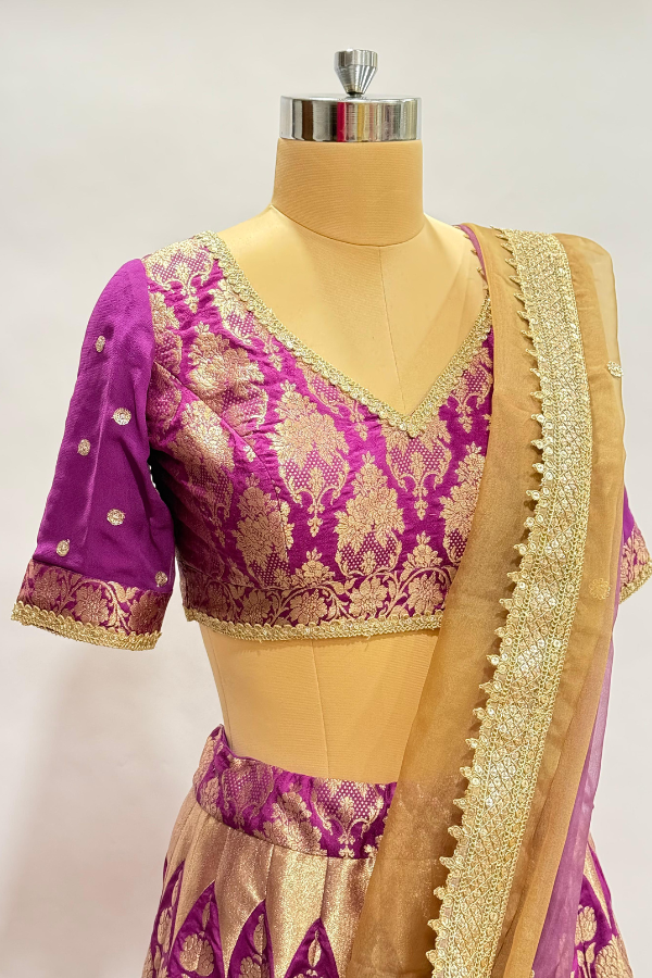 Purple Brocade Lehenga set