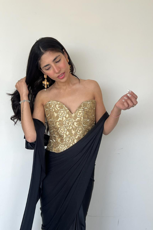 Gold Brocade Corset saree