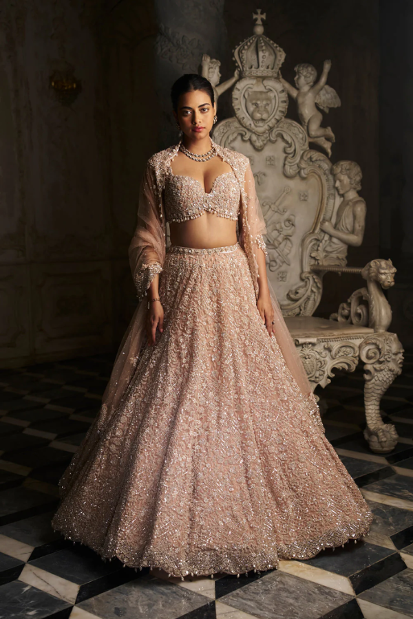 Seema gujral CHAMPAGNE SEQUIN LEHENGA SET