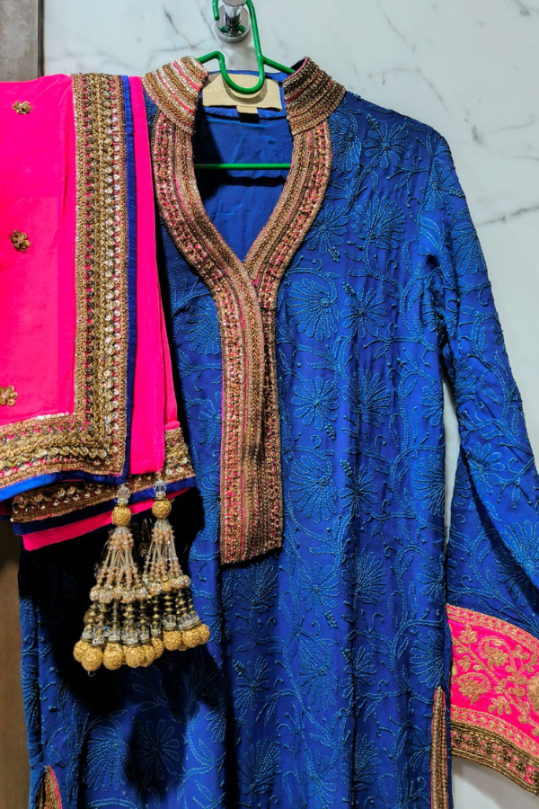 MANISH MALHOTRA blue embroidered suit set