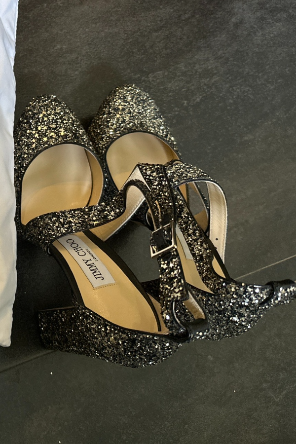 Womens Platform Glitter Sequin High Block Heels Shoes Ankle Strap Roman  Sandals | eBay