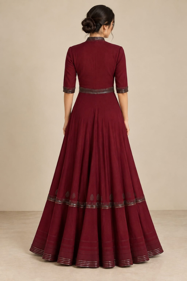 Burgundy heritage anarkali gown