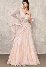 Ritika Mirchandani Pink Scallop Lehenga Saree