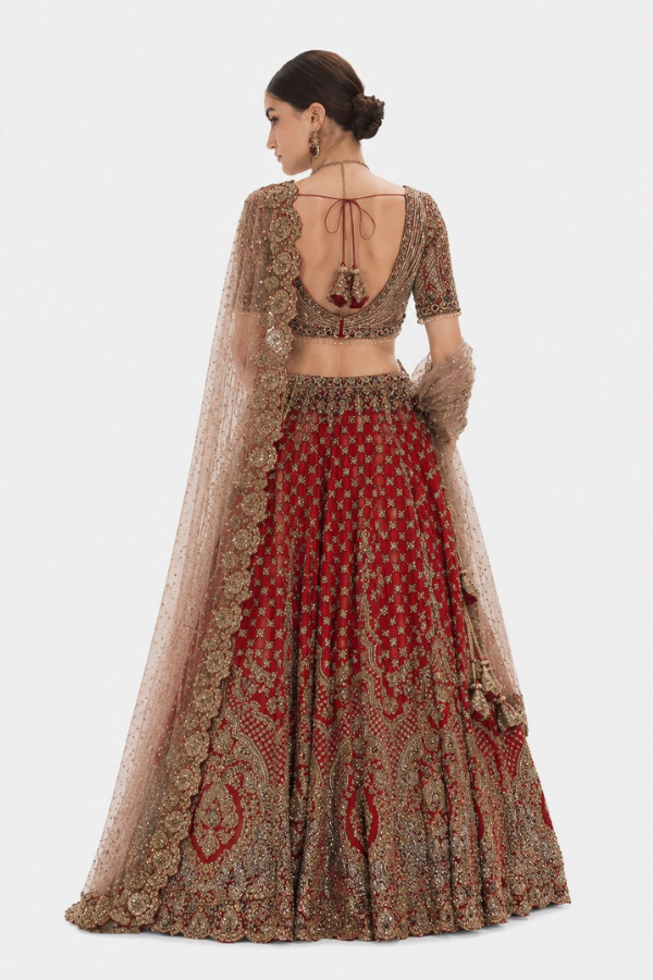 Red Embroidery Lehenga set