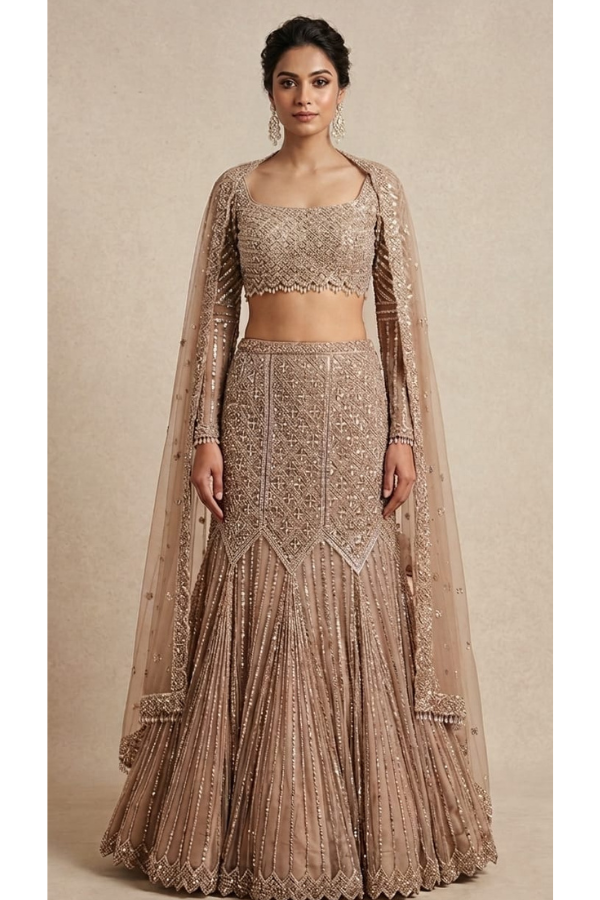 Sequin Fish-Cut Lehenga set