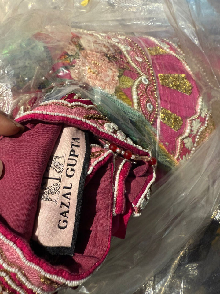 Gazal Gupta Pink peacock scenary lehenga