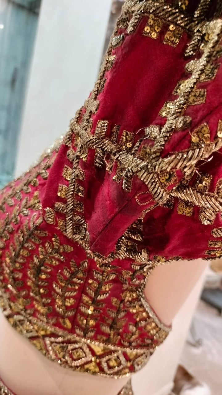 Manish Malhotra Red Embroidered Lehenga Set