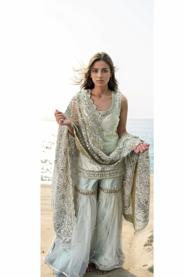 Mint sharara set