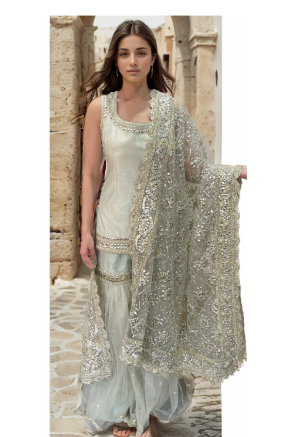 Mint sharara set