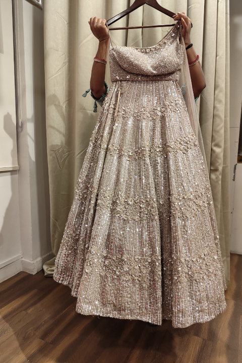 Champagne Sequin Lehenga Set