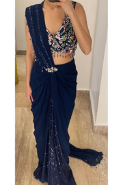 Floral embellished drape saree