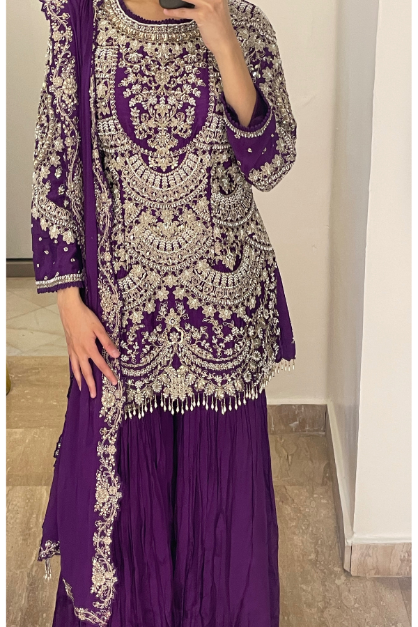 Purple sharara set