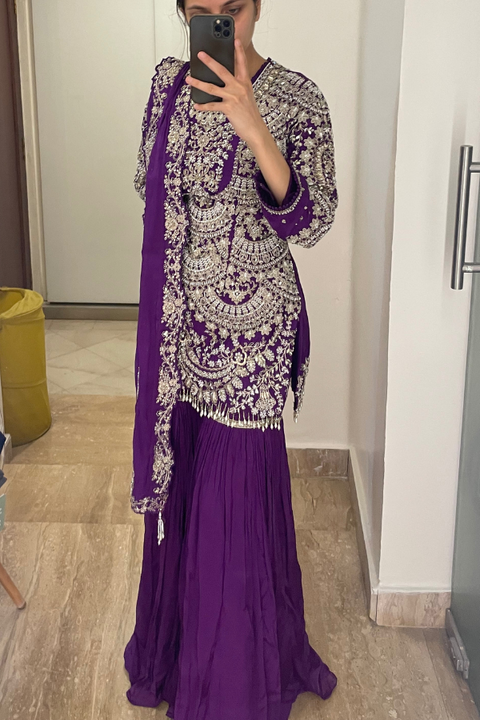 Purple sharara set