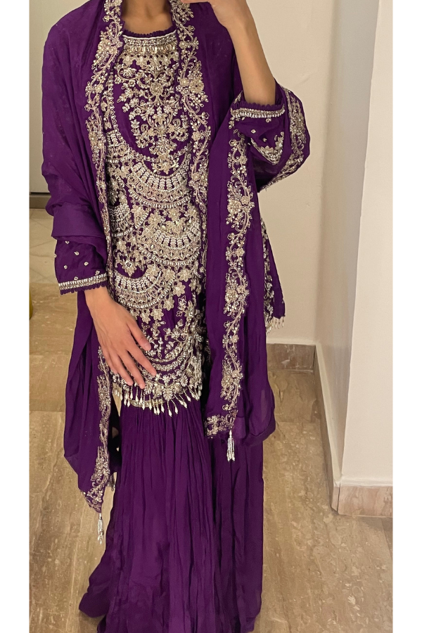 Purple sharara set