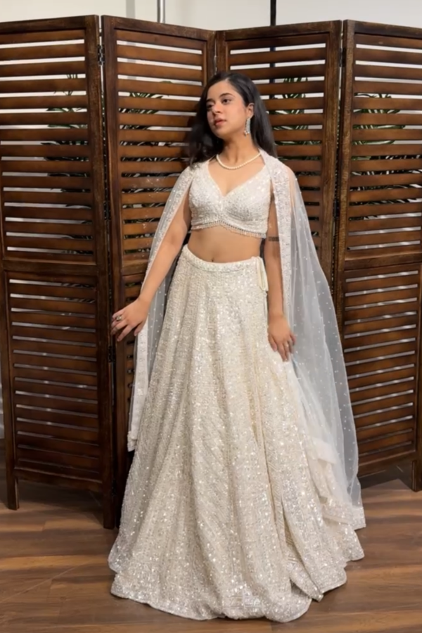 Ivory embellished lehenga set