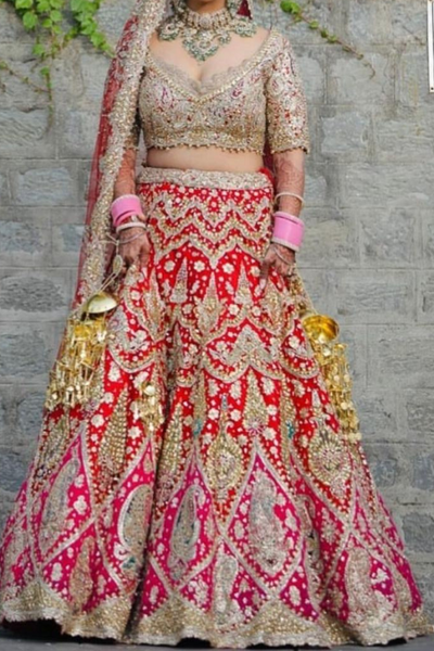 RAH red & pink embroidered lehenga