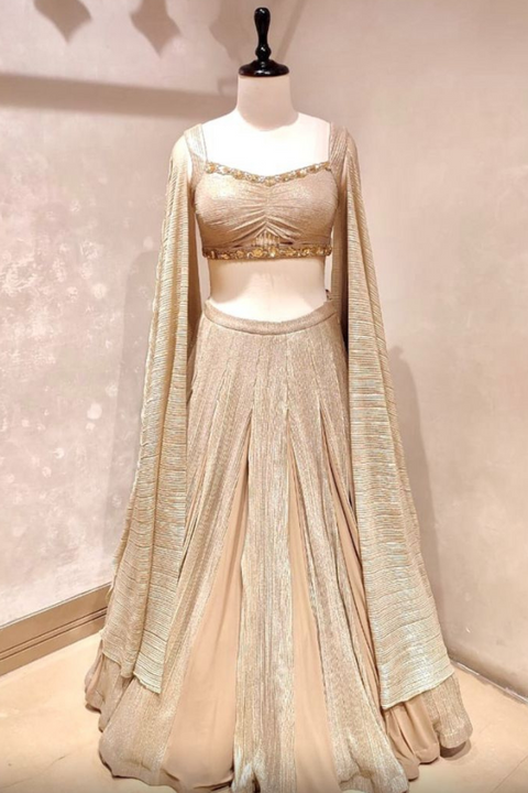 Buy Silver Lehenga And Blouse Organza Metallic Sequin Bridal Set For Women  by Angad Singh Online at Aza Fashions.