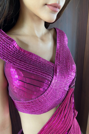 Amit Aggarwal Pink striped lehenga