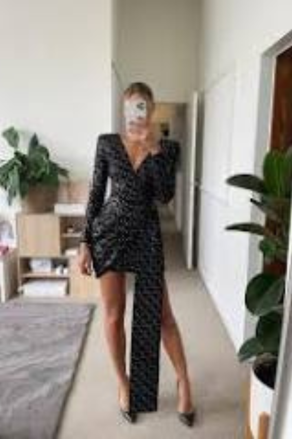 Nadine Merabi Black embellished dress