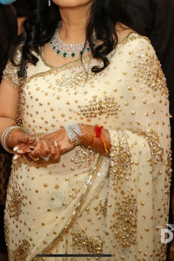 Manish Malhotra embellished ivory saree set