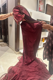 Gaurav gupta Maroon sculpted gown