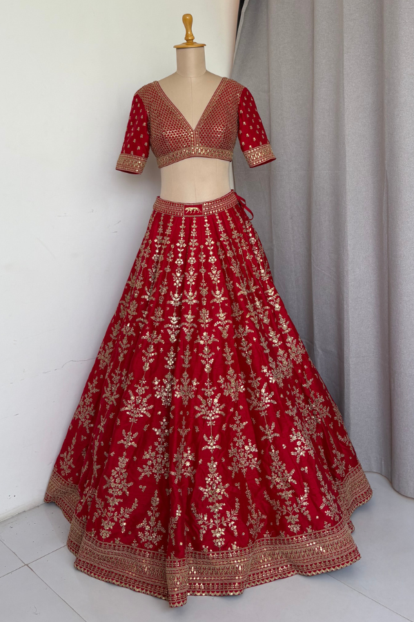 Red Zardosi Bridal Lehenga set