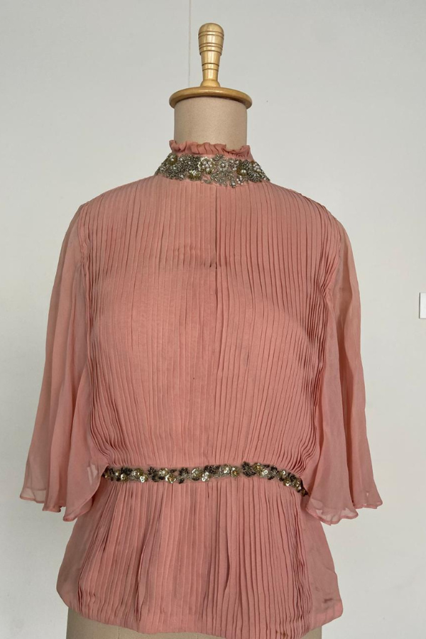 Varun Bahl dusty pink pleated top