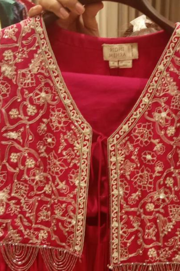 RIDHI MEHRA Embroidered Peplum Jacket With Blouse Sharara Pants